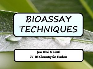 BIOASSAY TECHNIQUES Jane Ethel S David IV BS