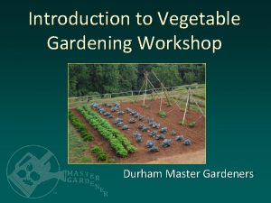 Introduction to Vegetable Gardening Workshop Durham Master Gardeners