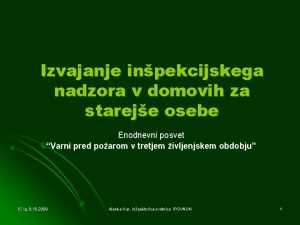 Izvajanje inpekcijskega nadzora v domovih za stareje osebe