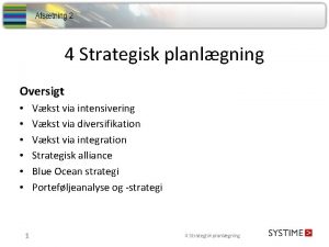 4 Strategisk planlgning Oversigt Vkst via intensivering Vkst