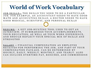 The world of work vocabulary