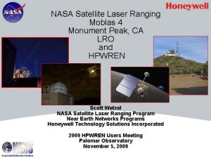 NASA Satellite Laser Ranging Moblas 4 Monument Peak