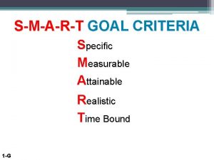 Specific measurable attainable realistic timely