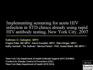 Implementing screening for acute HIV infection in STD