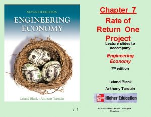 Chapter 7 Rate of Return One Project Lecture