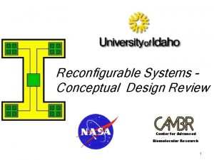 Reconfigurable Systems Conceptual Design Review 1 Reconfigurable Systems