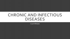 CHRONIC AND INFECTIOUS DISEASES Coach Whitaker VOCABULARY Infectious