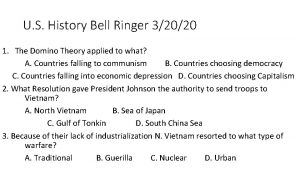 U S History Bell Ringer 32020 1 The