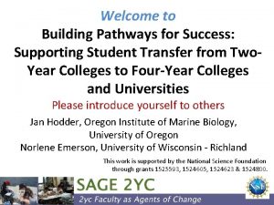 Welcome to Building Pathways for Success Supporting Student