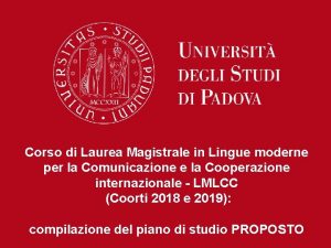 Corso di Laurea Magistrale in Lingue moderne per