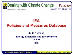 IEA Policies and Measures Database Julia Reinaud Energy