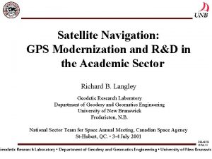 Satellite Navigation GPS Modernization and RD in the