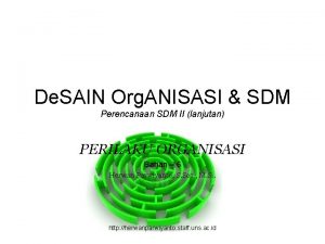 De SAIN Org ANISASI SDM Perencanaan SDM II