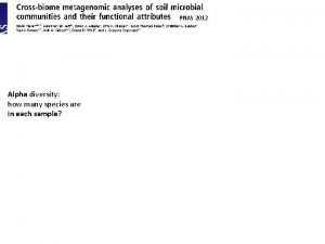 PNAS 2012 Alpha diversity how many species are