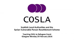 Scottish Local Authorities and the Syrian Vulnerable Person