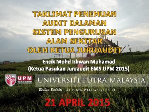 TAKLIMAT PENEMUAN AUDIT DALAMAN SISTEM PENGURUSAN ALAM SEKITAR