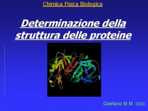 Chimica Fisica Biologica Determinazione della struttura delle proteine