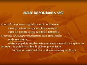 Surse de poluare a apei