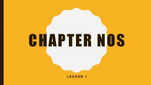 CHAPTER NOS LESSON 1 LESSON 1 UNDERSTANDING SCIENCE