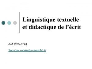 Linguistique textuelle et didactique de lcrit J M