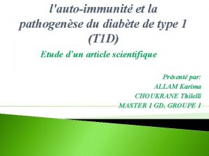 lautoimmunit et la pathogense du diabte de type