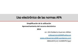 Uso electrnico de las normas APA Simplificacin de