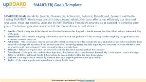 SMARTER Goals Template SMARTER Goals stands for Specific