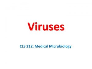 Viruses CLS 212 Medical Microbiology History Through the