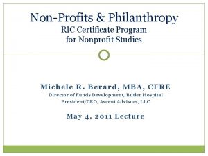 NonProfits Philanthropy RIC Certificate Program for Nonprofit Studies