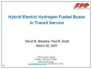 Hybrid Electric Hydrogen Fueled Buses In Transit Service
