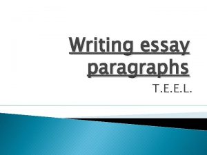 Teel paragraph starters