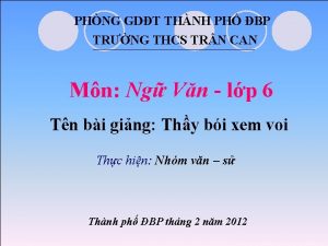 PHNG GDT THNH PH BP TRNG THCS TRN