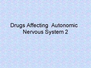 Drugs Affecting Autonomic Nervous System 2 Drugs Affecting