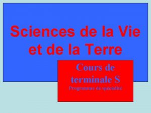 Sciences de la Vie et de la Terre