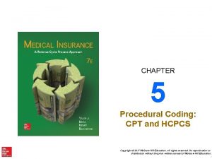 CHAPTER 5 Procedural Coding CPT and HCPCS Copyright