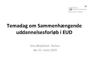 Temadag om Sammenhngende uddannelsesforlb i EUD Sosu stjylland