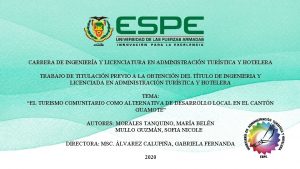 CARRERA DE INGENIERA Y LICENCIATURA EN ADMINISTRACIN TURSTICA