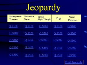 Jeopardy pythagorean theorem