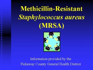 MethicillinResistant Staphylococcus aureus MRSA Information provided by the
