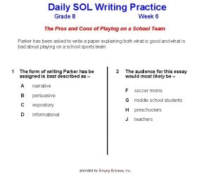 Daily SOL Writing Practice Grade 8 Week 6