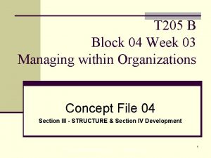 T 205 B Block 04 Week 03 Managing