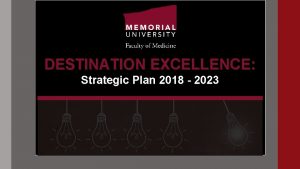 DESTINATION EXCELLENCE Strategic Plan 2018 2023 AGENDA INTRODUCTION