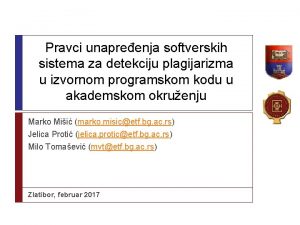 Pravci unapreenja softverskih sistema za detekciju plagijarizma u