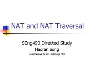 NAT and NAT Traversal SEng 490 Directed Study