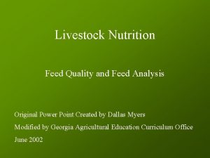 Livestock Nutrition Feed Quality and Feed Analysis Original