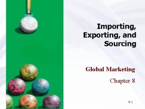 Importing Exporting and Sourcing Global Marketing Chapter 8