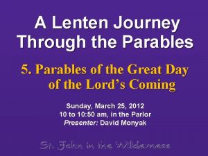 A Lenten Journey Through the Parables 5 Parables