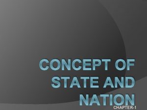 CONCEPT OF STATE AND NATION CHAPTER1 EMERGENCE OF