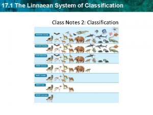 17 1 The Linnaean System of Classification Class