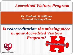 Accredited Visitors Program Dr Fredonia B Williams National